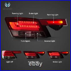 4PCS Red Tail Lights LED For 2008-2011 2012 Honda Accord Sedan DRL Rear Lamps