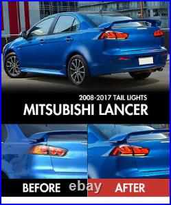 4Pcs LED Smoke Tail Lights For 08-17 Mitsubishi Lancer EX EVO X Sedan Rear Lamps