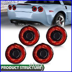 4pcs LED Tail Lights Brake Lamps Fit For 05-13 Chevrolet Corvette C6 Coupe Black