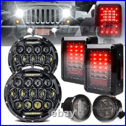 7 LED Headlights DRL & Turn Signal Tail Lights for Jeep Wrangler JK JKU 07-17