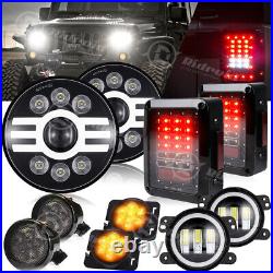 7 LED Headlights Tail Lights Fog Turn Fender Lamps Combo for Jeep Wrangler JK