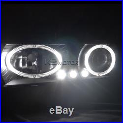 88-98 Chevy C/K Pickup Black Halo LED Projector Headlights+Smoke LED Tail Lamps