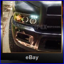 94-01 Dodge Ram 1500 2500 3500 Halo Projector LED Headlights + Tail Lights Black
