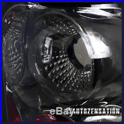 94-01 Dodge Ram 1500 Glossy Black Halo LED Projector Headlights+Smoke Tail Lamps