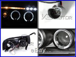 94-01 Dodge Ram Black Halo LED Projector Headlights+Smoke Tail Brake Lamps