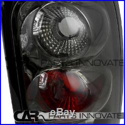 94-01 Ram 1500 2500 3500 Halo LED Black Projector Headlights+Smoke Tail Lamps