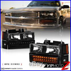 94 95 96 97 98 Chevy Silverado K1500 K2500 K3500 Black LED Taillight Headlight