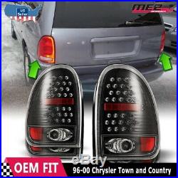 96-00 Dodge Caravan 98-03 Durango LED Tail Lights Pair Set Black Clear Lens