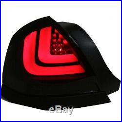 98-11 Ford Crown Victoria Black Smoke Euro LED Taillights with Red LED Light Tube