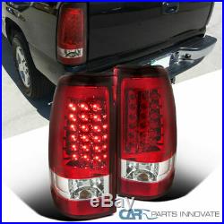 99-02 Silverado 99-03 Sierra Fleetside LED Tail Lights Brake Rear Lamps Red Pair