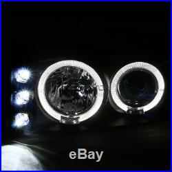 99-03 GMC Sierra Black LED Halo Projector Headlights+Bumper+Tail Lights