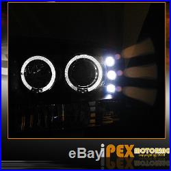 99-04 Ford F250 Super-Duty Halo Projector LED Black Headlights+Smoke Tail Light