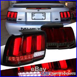 99-04 Ford Mustang Red Smoke Lens LED Sequential Turn Signal Tail Brake Lights
