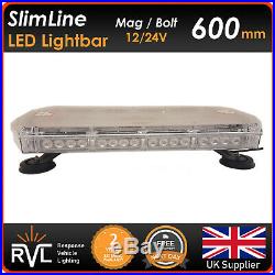 Amber LED Recovery Lightbar 600mm 12/24v Flashing Beacon Truck Light Strobes