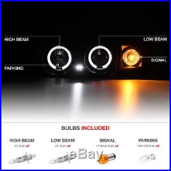 BMW 99-01 E46 4DR Sedan Black Halo Projector Amber Headlight+LED Tail Light L+R