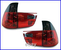 Back Rear Tail Lights Lamps For BMW E53 X5 00-06 In Red Smoke Crystal-Look