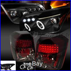 Black 07-12 Caliber Halo Projector Headlight+Smoke LED Tail Lights Lamps Pair