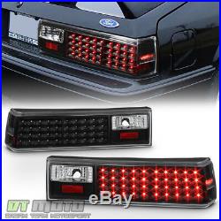 Black 1987-1993 Ford Mustang LED Tail Lights Brake Lamps 87-93 Left+Right Pair