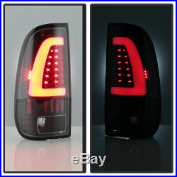 Black 1997-2003 Ford F150 LED Light Bar Tail Lights Brake Lamps Left+Right 97-03