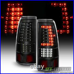 Black 1999-2002 Chevy Silverado 99-06 GMC Sierra C-Strip LED Tail Lights Lamps