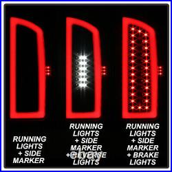 Black 2007-2008 Dodge Ram 1500 07-09 2500 3500 LED Tube Tail Lights Brake Lamps