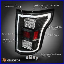 Black 2015-2017 Ford F150 Full LED Rear Brake Lamps Tail Lights Left+Right