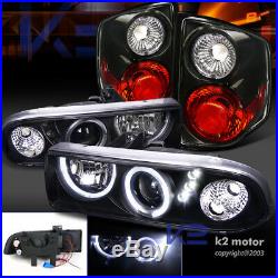 Black 98-04 Chevy S10 Halo Smd Projector Headlights+rear Tail Lights