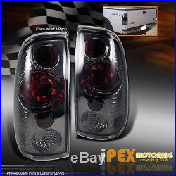 Black 99-04 Ford F250 Super-Duty Halo LED Projector Head Light+Smoke Tail Lamps
