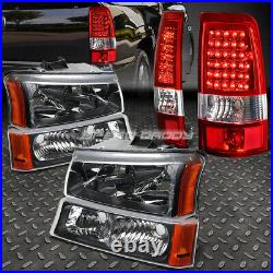 Black Clear Headlight+bumper+chrome Red Led Tail Light For 03-07 Chevy Silverado
