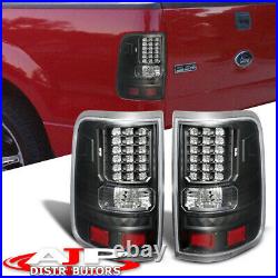 Black Clear LED Tail Lights Brake Lamps Pair For 2004-2008 Ford F150 Styleside