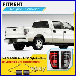 Black Clear LED Tail Lights for 2009-2014 Ford F150 F-150 Sequential Signal Lamp