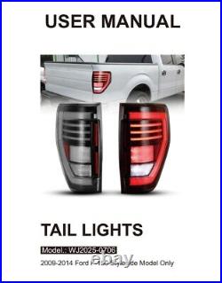 Black Clear LED Tail Lights for 2009-2014 Ford F150 F-150 Sequential Signal Lamp