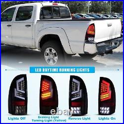 Black Clear LED Tube Sequential Tail Lights Lamps For 2005-2015 Toyota Tacoma