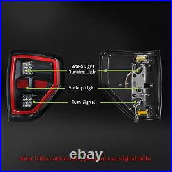 Black Clear Led Tail Light Brake Lamps Pair for 2009-2014 Ford F150 F-150 Pickup