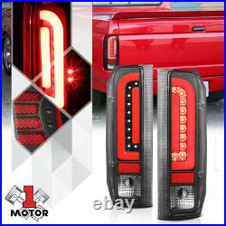 Black/Clear TRON LED BAR Red-C Neon Tail Light Lamp for 90-97 F150/F250/Bronco