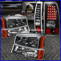 Black Crystal Headlight+bumper+led Brake/tail Light For 03-07 Chevy Silverado