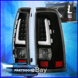 Black Full LED White Tube Tail Light Lamps For 99-06 Chevy Silverado GMC Sierra