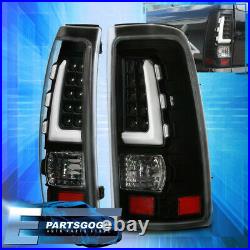 Black Full LED White Tube Tail Light Lamps For 99-06 Chevy Silverado Gmc Sierra