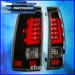 Black Full LED White Tube Tail Light Lamps For 99-06 Chevy Silverado Gmc Sierra