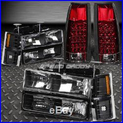 Black Headlight+amber Corner+bumper+red Led Tail Light For 94-02 Chevy C10 C/k