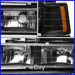 Black Headlight+amber Corner+bumper+smoke Led Tail Light For 94-02 Chevy C10 C/k