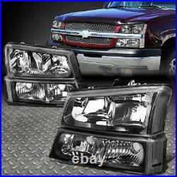 Black Headlight+clear Bumper+chrome Red Led Tail Light For 03-07 Chevy Silverado