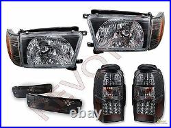 Black Headlights Corner Bumper & LED Tail Lights Set For 96-98 Toyota 4Runner