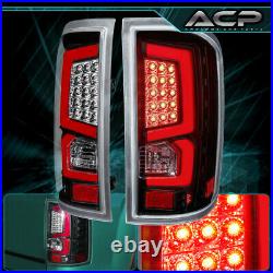 Black Housing Clear Lens Red Bar LED Tail Lights Lamps For 14 15 16 17 18 Sierra