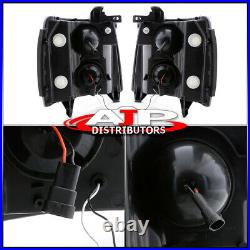 Black Housing Led Drl Headlights + Black Led Tail Lights For 2007-2013 Silverado