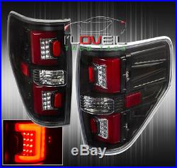 Black Housing Red Tube LED Tail Lights Brake Lamps Pair For 2009-2014 Ford F-150