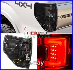 Black Housing Smoked Lens LED Tail Lights Brake Lamps For 2009-2014 Ford F-150