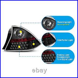 Black LED Tail Light Set With Clear Lens For 2001-2003 Honda Civic Coupe
