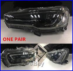 Black Led Headlight Full Smoked Taillight For Mitsibishi Lancer Evo Audi Style