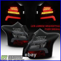 Black Smoke 2012-2014 Ford Focus Hatchback SEQUENTIAL LED Tube Tail Lights Lamps